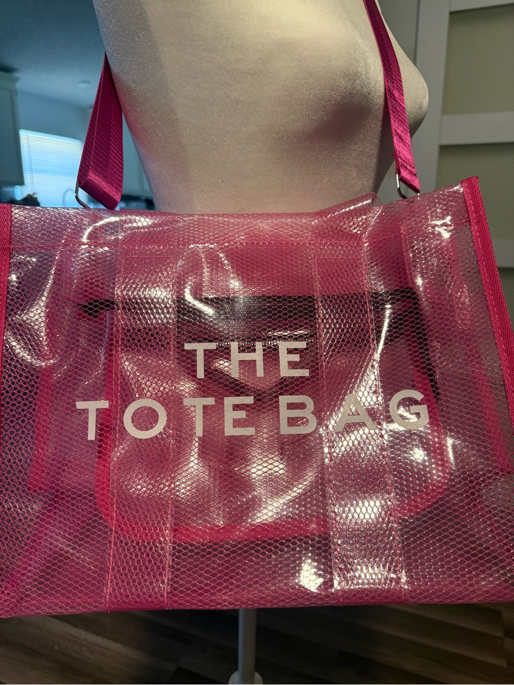 THE TOTE BAG Clear Pink Mesh Tote